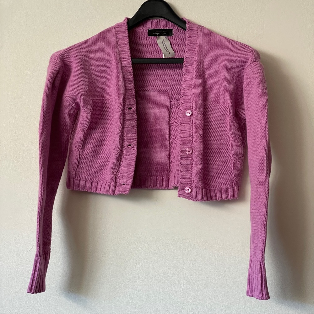 Blue Blush Kendall Pink cardigan cotton blend cropped shrug ballet core coquette